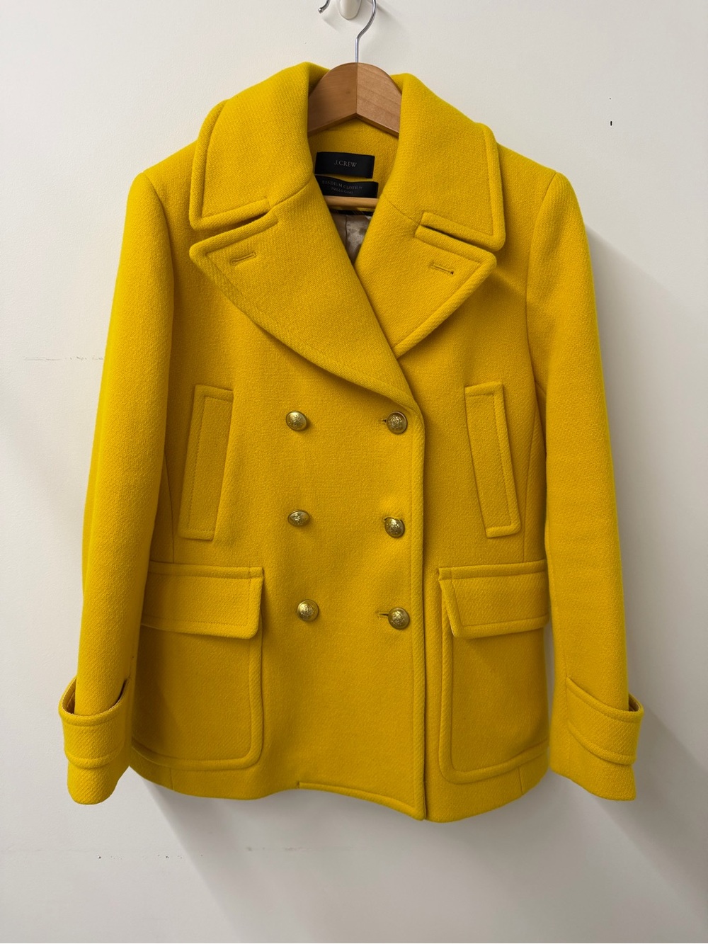 J. Crew Nello Gori Double-Breasted Peacoat in Yellow - Picture 1 of 5